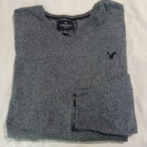 American Eagle Men's XL Heather Blue Long-Sleeved Sweater Classic Style COTTON